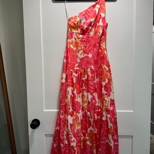 Pink and Orange Asymmetrical One Shoulder Sundress